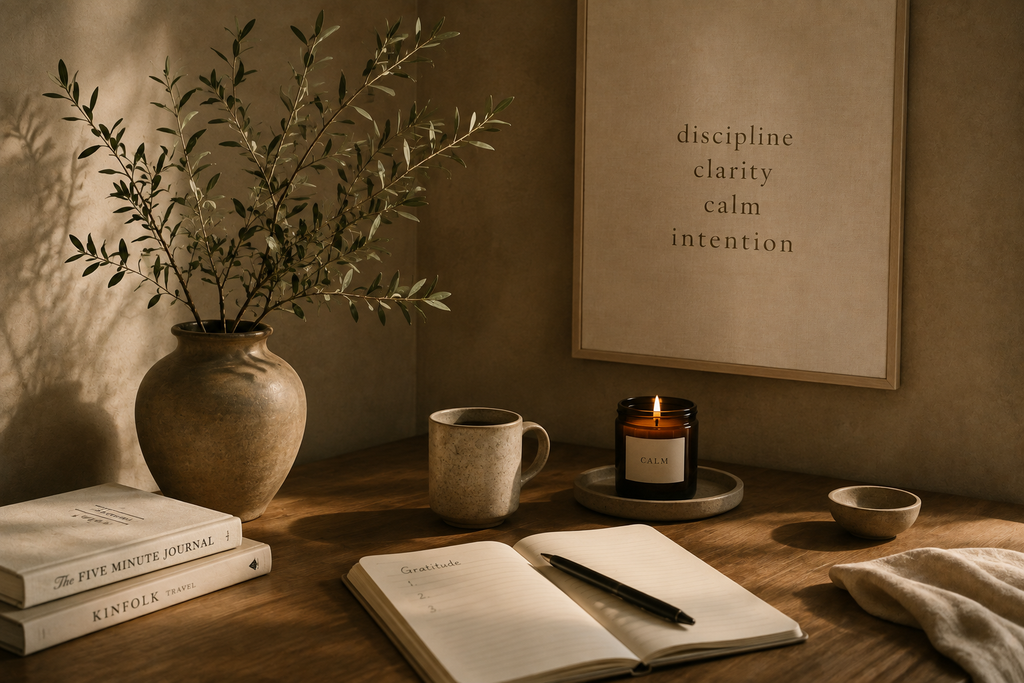 Calm gratitude workspace