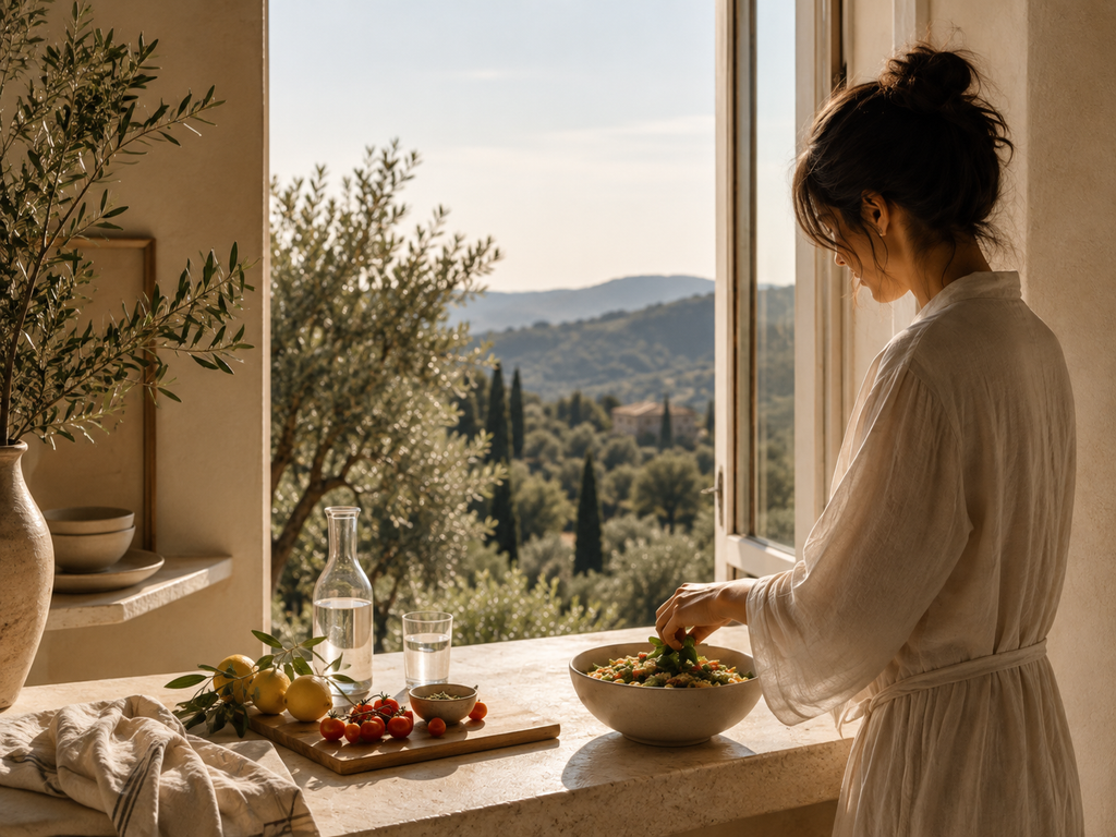 Mediterranean Kitchen in Golden Light
